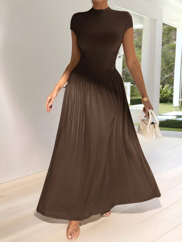 Vestido Midi Asimétrico A-Line Elegante y Simple con Cuello Alto - Image 71