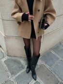 Abrigo de Punto Corto y Sobredimensionado para Otoño/Invierno