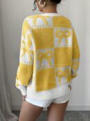 Sweater Tejido con Diseño a Cuadros y Detalle de Moño 3D