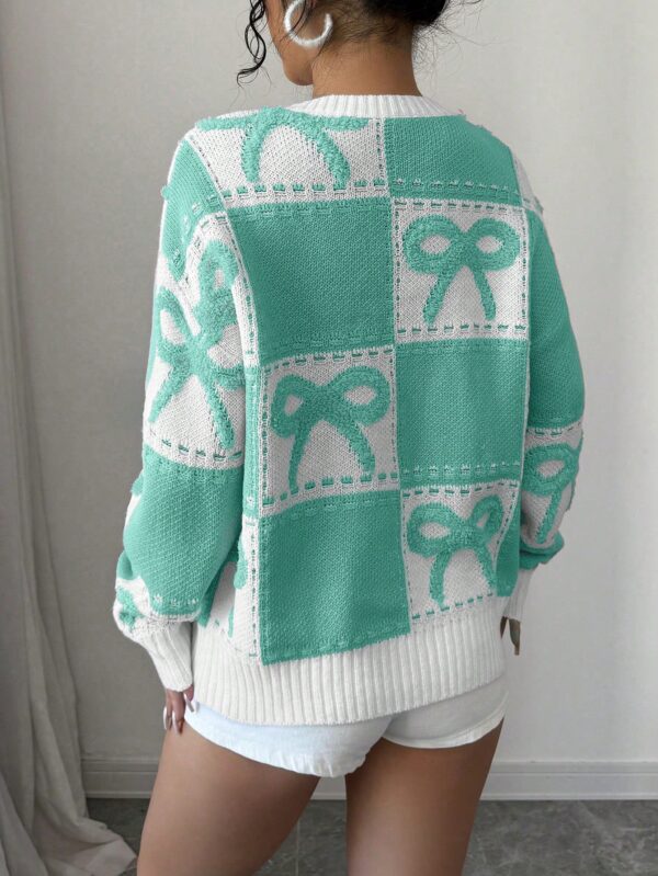 Sweater Tejido con Diseño a Cuadros y Detalle de Moño 3D - Image 49