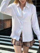 Camisa Estampada con Manga Larga y Hombros Caídos