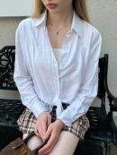 Camisa Estampada con Manga Larga y Hombros Caídos