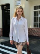 Camisa Estampada con Manga Larga y Hombros Caídos
