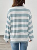 Sweatshirt Casual con Cuello Ancho y Rayas, Manga Larga