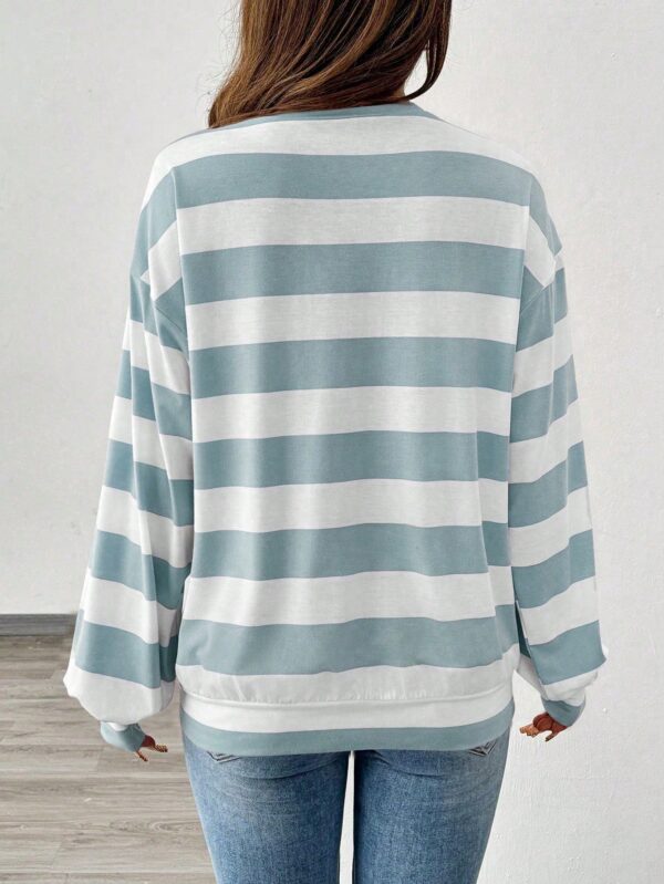 Sweatshirt Casual con Cuello Ancho y Rayas, Manga Larga - Image 10