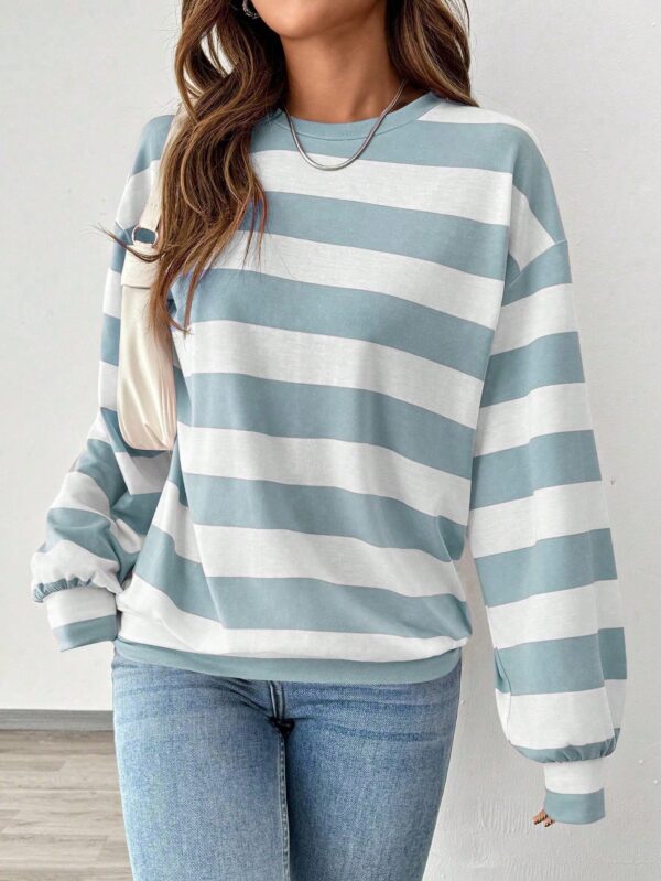 Sweatshirt Casual con Cuello Ancho y Rayas, Manga Larga - Image 13