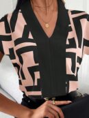 Blusa de Verano con Estampado Geométrico y Manga Murciélago