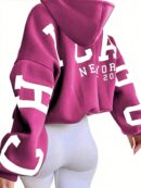 Buzo con Capucha Estampado de Letras, Manga Larga