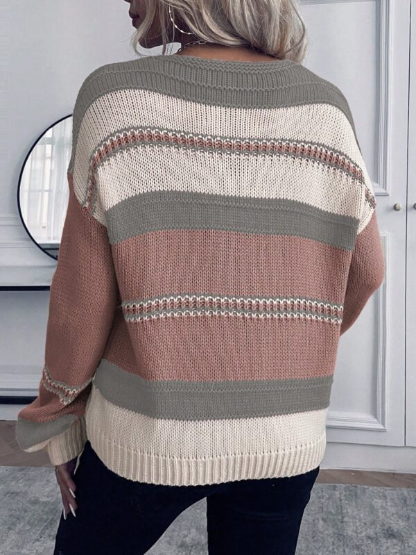 Sweater Casual a Rayas con Hombros Caídos para Otoño/Invierno - Image 16
