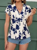 Blusa de Verano con Estampado Geométrico y Manga Murciélago
