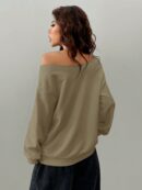 Sudadera de Punto Gris con Estampado y Manga Larga para Otoño/Invierno