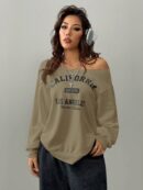 Sudadera de Punto Gris con Estampado y Manga Larga para Otoño/Invierno