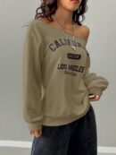 Sudadera de Punto Gris con Estampado y Manga Larga para Otoño/Invierno