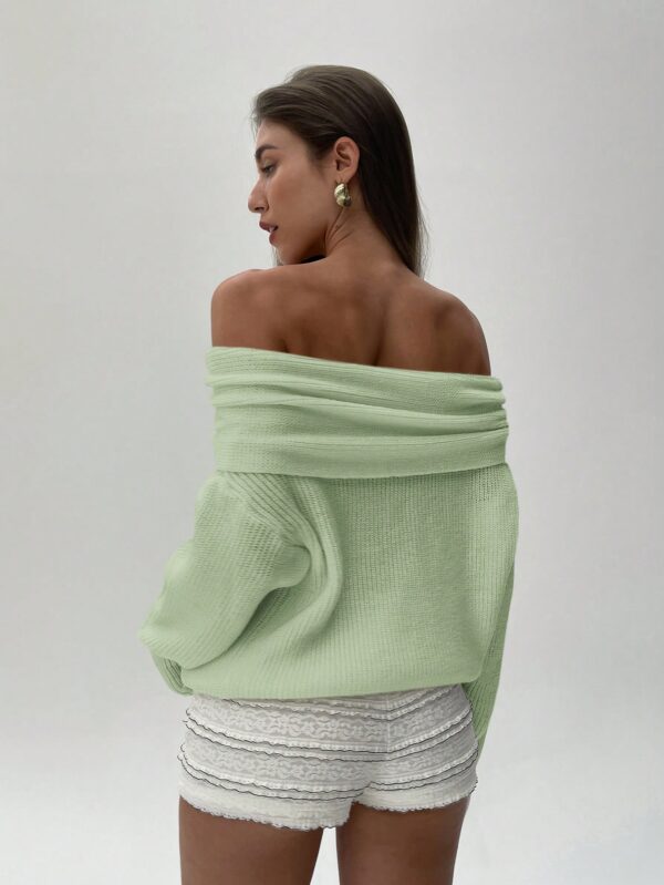 Sweater Elegante de Hombros Descubiertos con Detalle de Anillo - Image 50