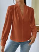 Blusa de Oficina Elegante de Manga Larga con Cuello en V