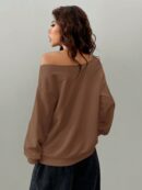 Sudadera de Punto Gris con Estampado y Manga Larga para Otoño/Invierno