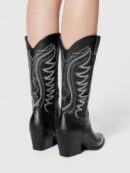 Botas Negras de Estilo Vaquero con Bordado y Tacón Robusto