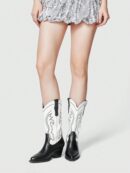 Botas Negras de Estilo Vaquero con Bordado y Tacón Robusto