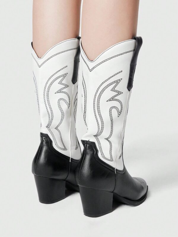 Botas Negras de Estilo Vaquero con Bordado y Tacón Robusto - Image 16