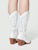 Botas Negras de Estilo Vaquero con Bordado y Tacón Robusto