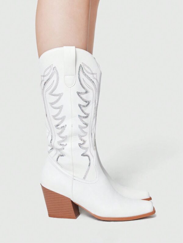 Botas Negras de Estilo Vaquero con Bordado y Tacón Robusto - Image 21