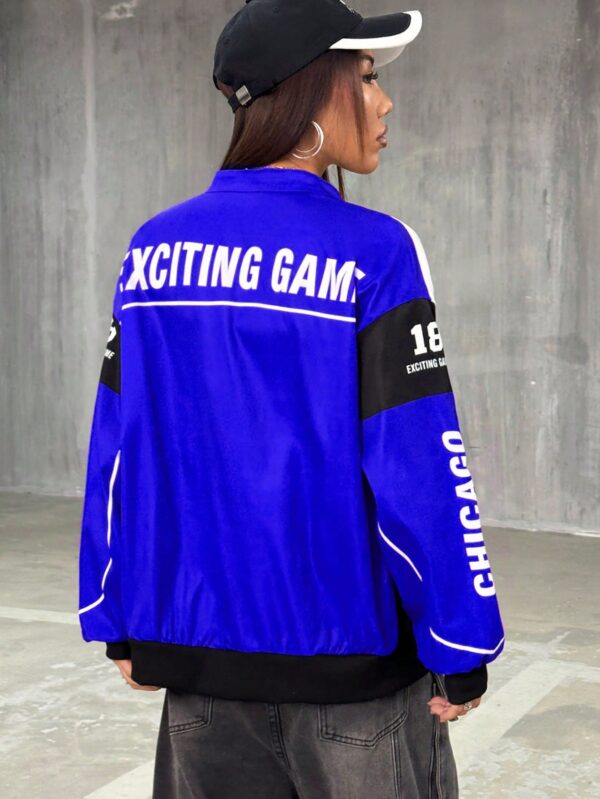 Campera Bomber Letras Contraste con Hombros Caídos - Image 23