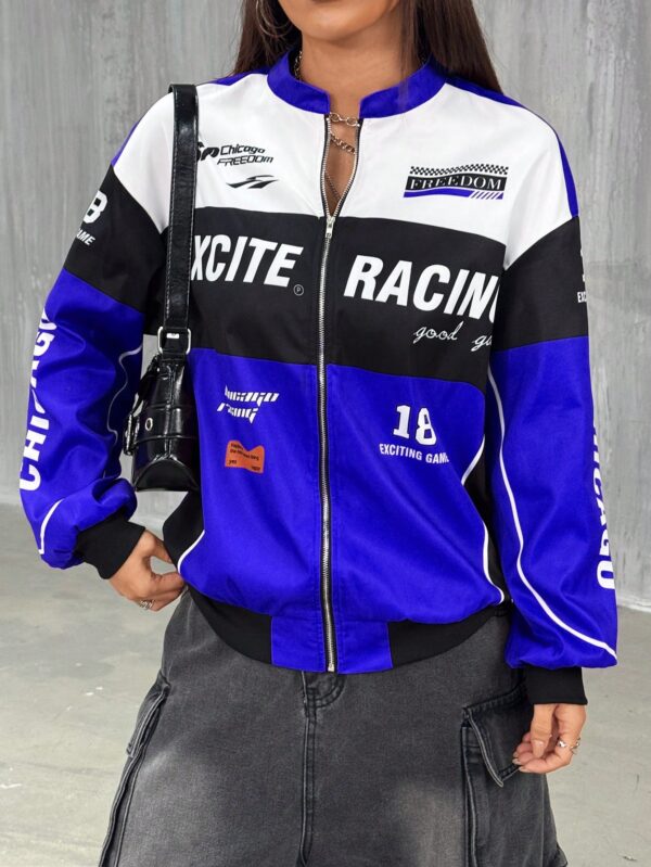 Campera Bomber Letras Contraste con Hombros Caídos - Image 25