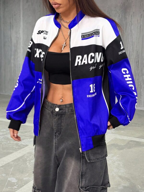 Campera Bomber Letras Contraste con Hombros Caídos - Image 27