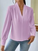 Blusa de Oficina Elegante de Manga Larga con Cuello en V