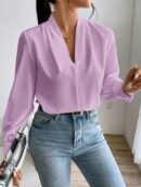 Blusa de Oficina Elegante de Manga Larga con Cuello en V