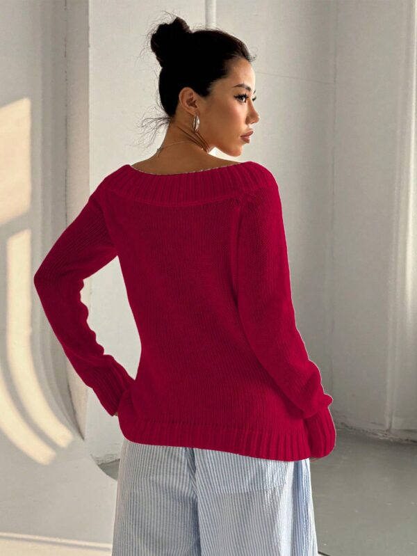 Sweater Asimétrico de Hombro Caído y Manga Larga - Image 8