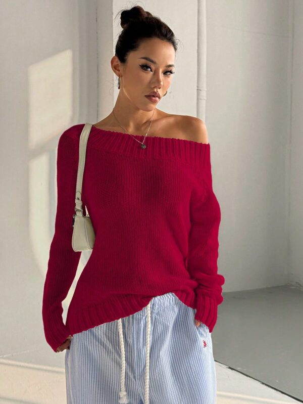 Sweater Asimétrico de Hombro Caído y Manga Larga - Image 9