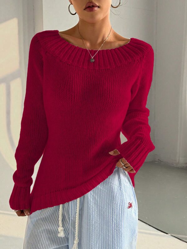 Sweater Asimétrico de Hombro Caído y Manga Larga - Image 10