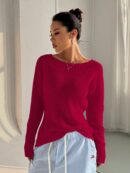 Sweater Asimétrico de Hombro Caído y Manga Larga