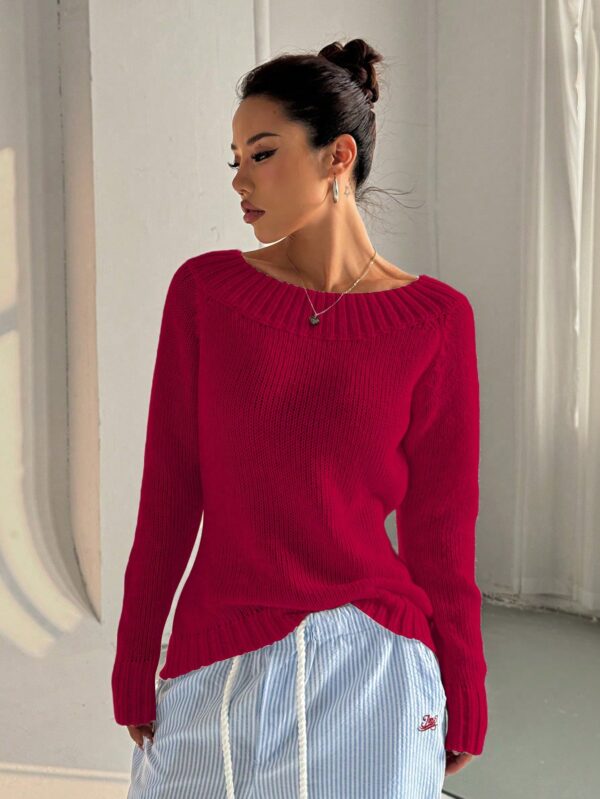 Sweater Asimétrico de Hombro Caído y Manga Larga - Image 11