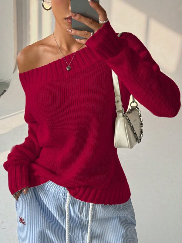 Sweater Asimétrico de Hombro Caído y Manga Larga - Image 12