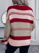 Sweater Casual a Rayas con Hombros Caídos para Otoño/Invierno