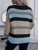 Sweater Casual a Rayas con Hombros Caídos para Otoño/Invierno