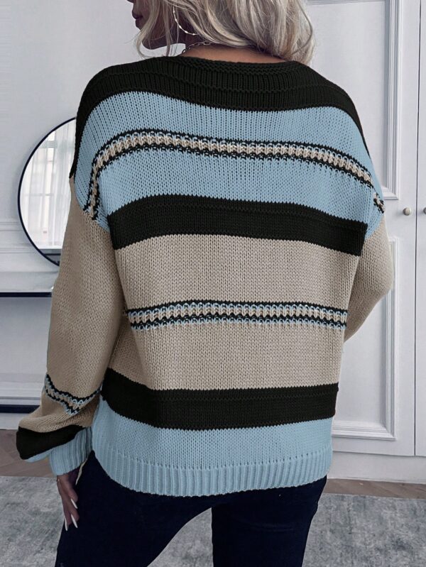 Sweater Casual a Rayas con Hombros Caídos para Otoño/Invierno - Image 58