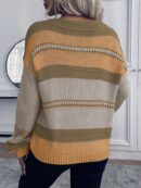 Sweater Casual a Rayas con Hombros Caídos para Otoño/Invierno