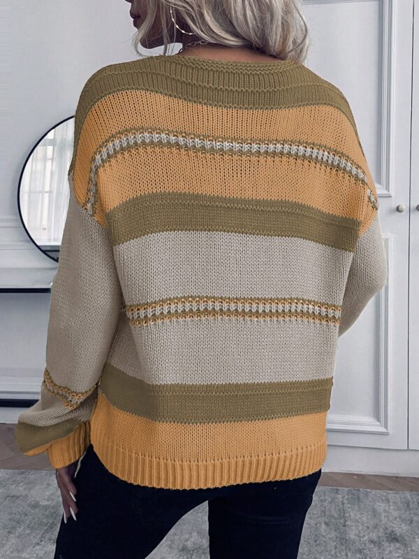 Sweater Casual a Rayas con Hombros Caídos para Otoño/Invierno - Image 65