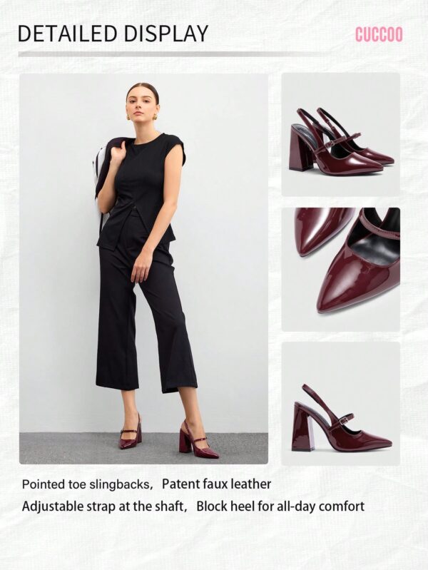 Zapatos de Tacón Grueso en Rojo Vino con Correa en el Tobillo - Image 17