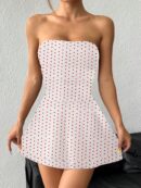 Vestido Mini Strapless Sexy con Estampado de Leopardo y Dobladillo Volante Doble