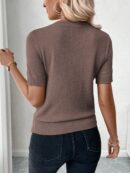Sweater de Punto en Color Sólido con Manga Corta