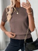 Sweater de Punto en Color Sólido con Manga Corta