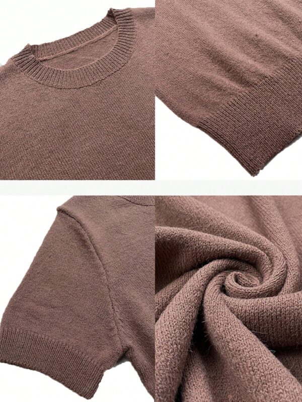 Sweater de Punto en Color Sólido con Manga Corta - Image 14