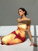 Vestido Tubo Asimétrico para Cena Romántica sin Mangas