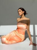 Vestido Tubo Asimétrico para Cena Romántica sin Mangas