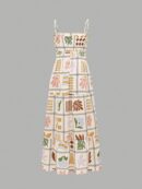 Vestido Largo Estampado Vintage con Tirantes Finos