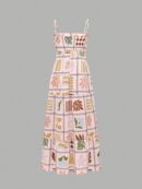 Vestido Largo Estampado Vintage con Tirantes Finos